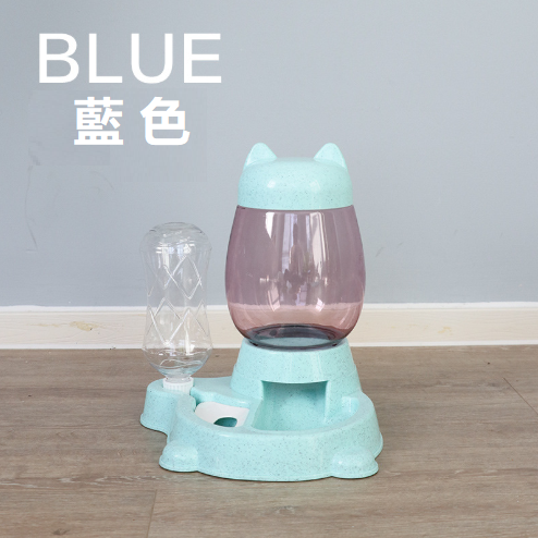 不濕嘴防打翻寵物碗 自動飲水機喂食器 （顔色：藍色）