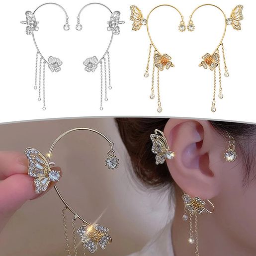 屯京 | Gold Left Ear Butterfly Earhook Ear Cuffs No Pierced