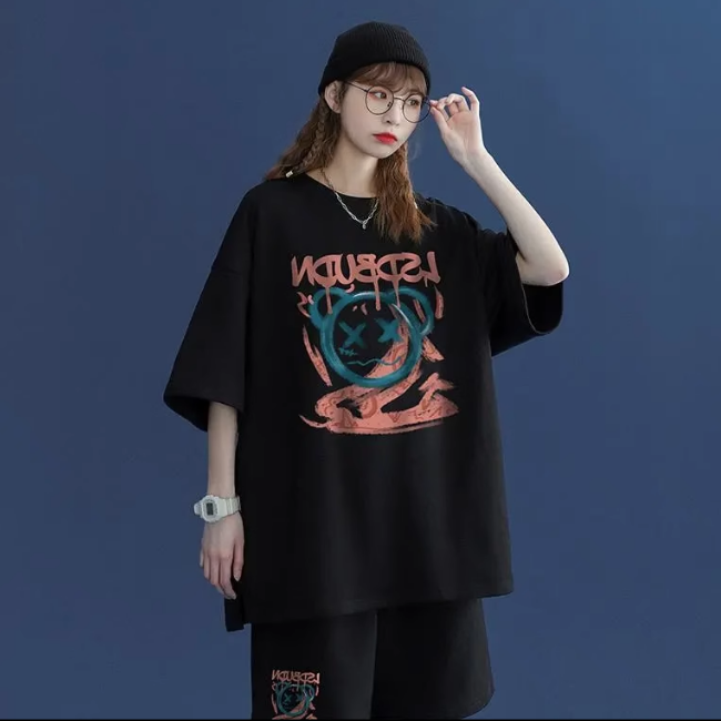 短褲短袖運動套裝（黑色L-3XL）（下單後聯絡客服確認發貨尺碼）#F349001168