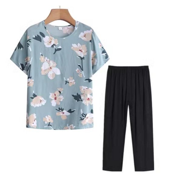 夏季中老年棉綢睡衣套裝（2號色）【尺碼：XL-4XL】【下單後聯絡客服確認發貨尺碼】F203013371
