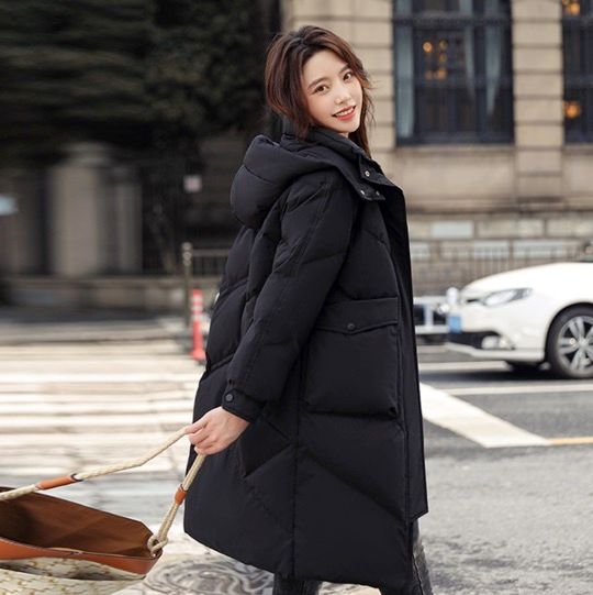 時尚中長款羽絨服(黑色,S-XXL碼)【下單後請聯絡客服確認發貨尺碼】#F139007323