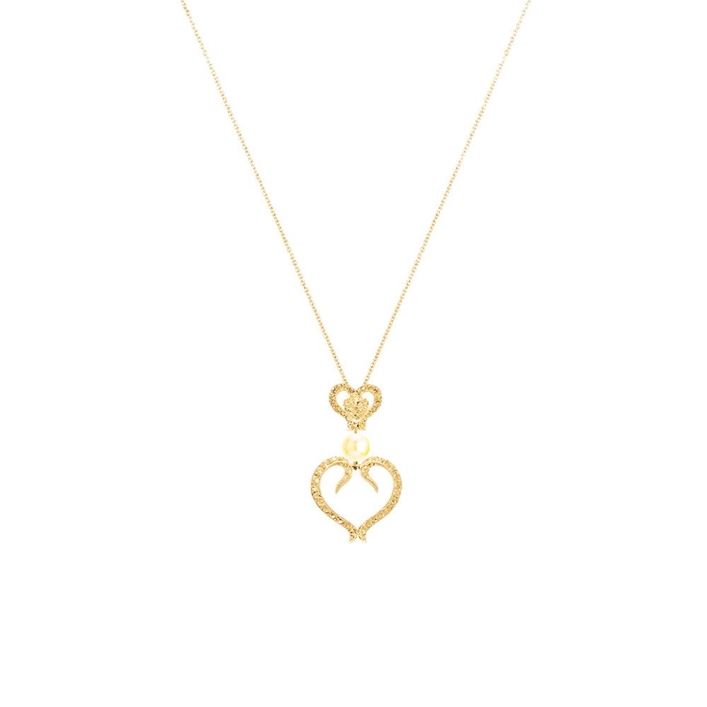 Göessele: gold plating, rhinestone, faux pearl, pendant necklace