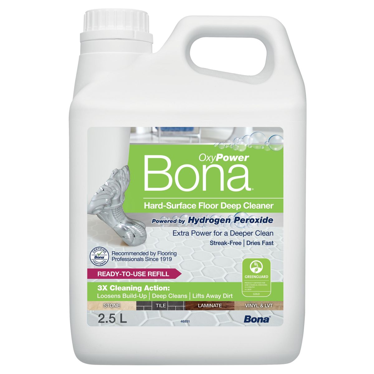 Bona OxyPower Hard-Surface Floor Deep Cleaner Refill  (2.5L) ｜For Human & Pets