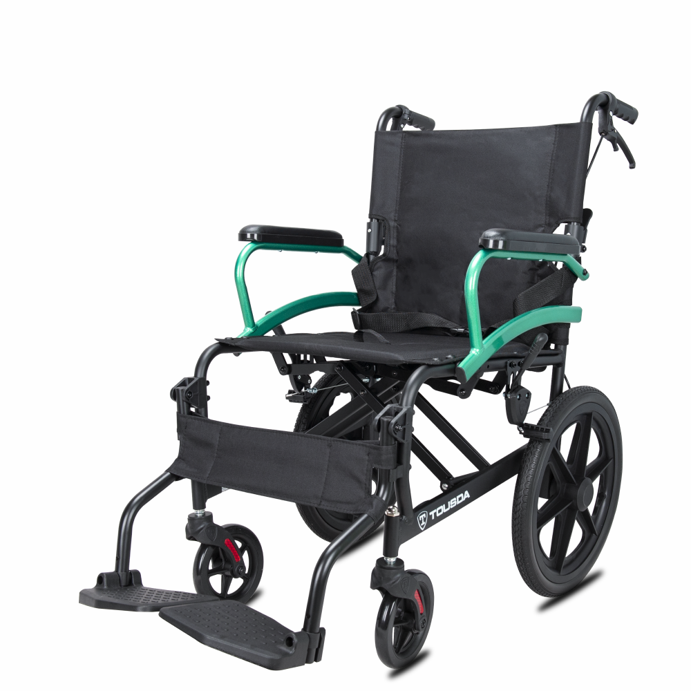 (門市保養)16"後輪可摺疊9.5kg輕便手推輪椅 - 綠色