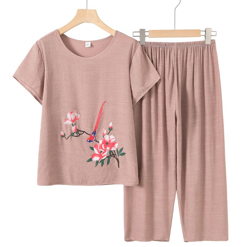 老年人短袖套裝( XL-4XL碼 卡其色）【下單後請聯絡客服確認發貨尺碼】F001099316