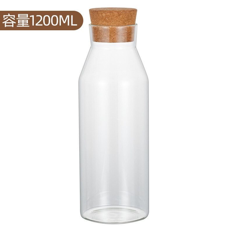 Cork glass bottle glass storage tea oatmeal food kitchen sealed jar transparent glass storage jar
