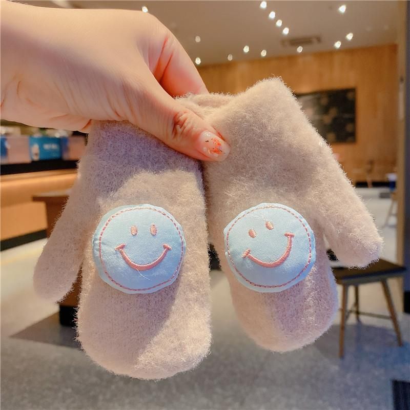 兒童笑臉保暖包指手套(小童（0-3歲13cm） 米色）#S001108271
