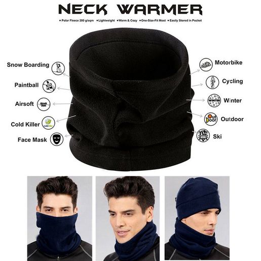 Thermal Fleece Snood Neck Warmer Scarf Warm Winter Ski For Men