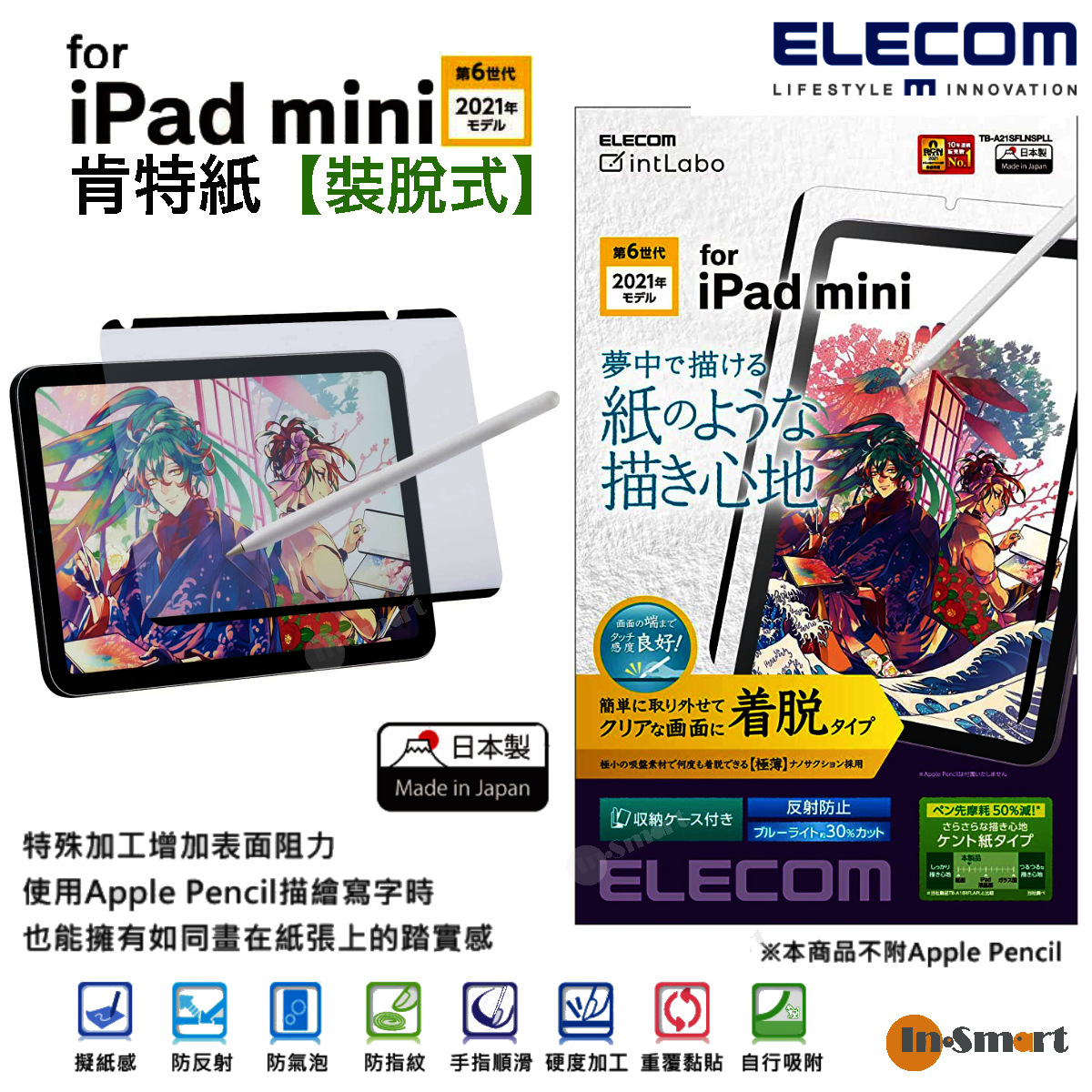 日本製紙繪質感(肯特紙)【裝脫式】 保護貼 對應 iPad mini 6 (2021年款)