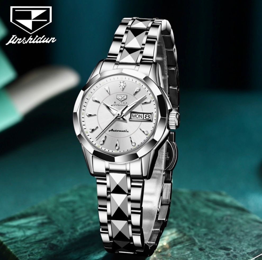 金仕盾簡約機械錶防水女士手錶(鋼帶本白女械）#S057029207