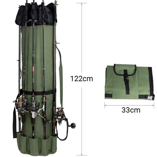 122cm Long Fishing Rod Holdall Padded Case Luggage For Rods Reels Green