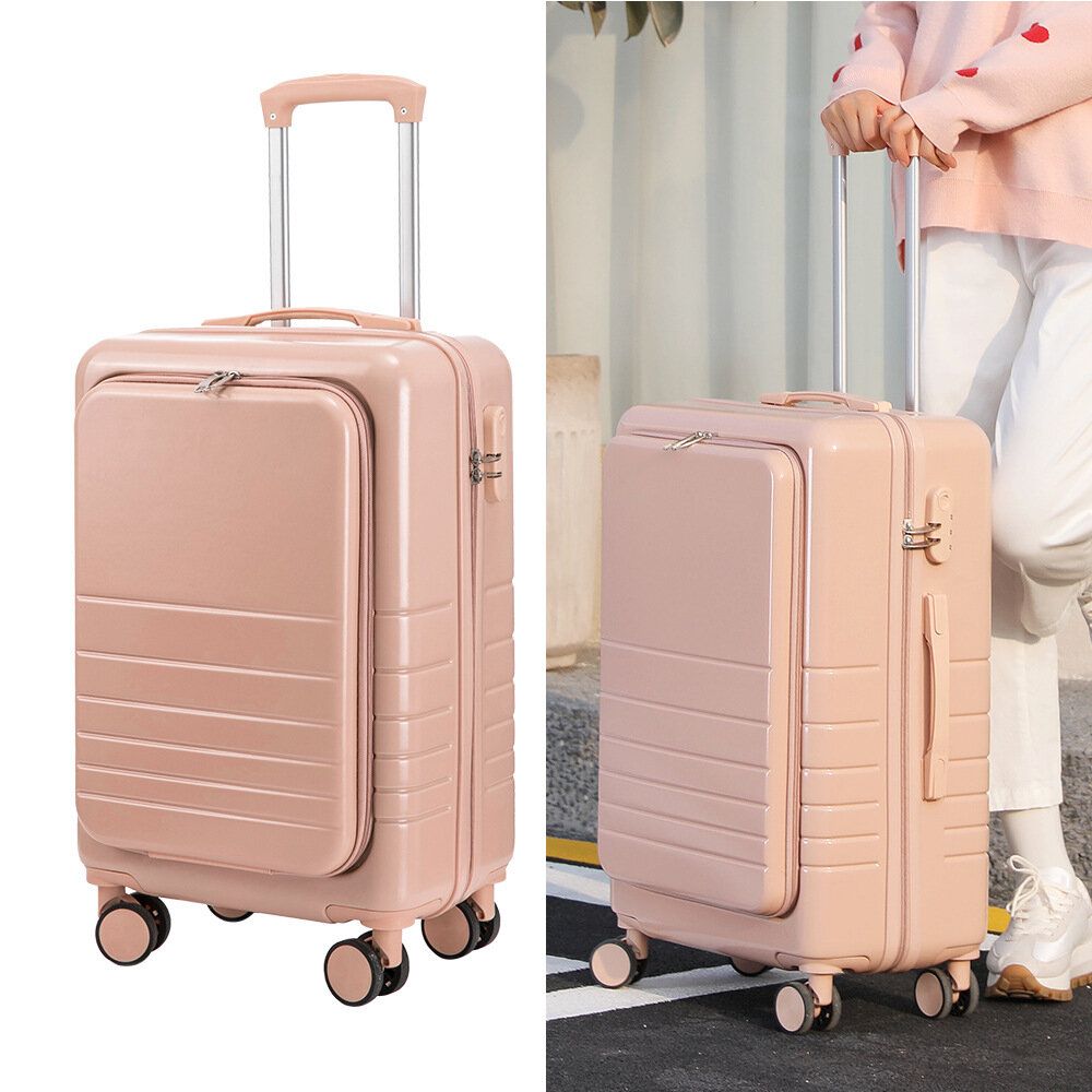 24 -inch peach powder [Upgrade] Large -capacity luggage