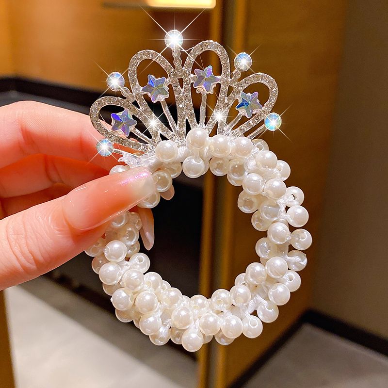 兒童公主皇冠頭飾皮筋頭花髮圈（16#炫彩星星)