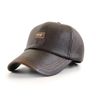 [Dark Brown] PU Leather Men Baseball Cap Simple Outing Baseball Cap [Parallel Import]