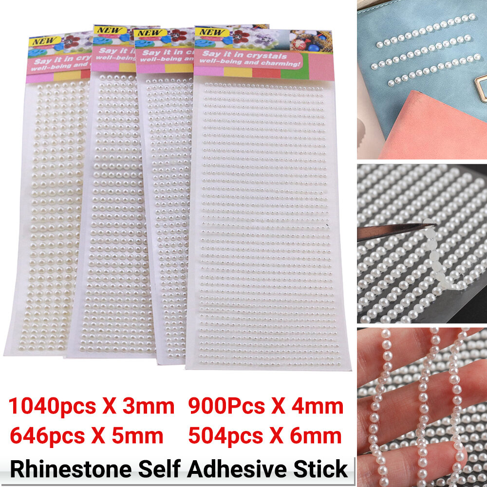 504pcs 6mm Self Adhesive Rhinestone Pearl Stickers, Stick on Sticker Sheet, Rhinestone  Stickers, Decoration Rhinestone Stickers 