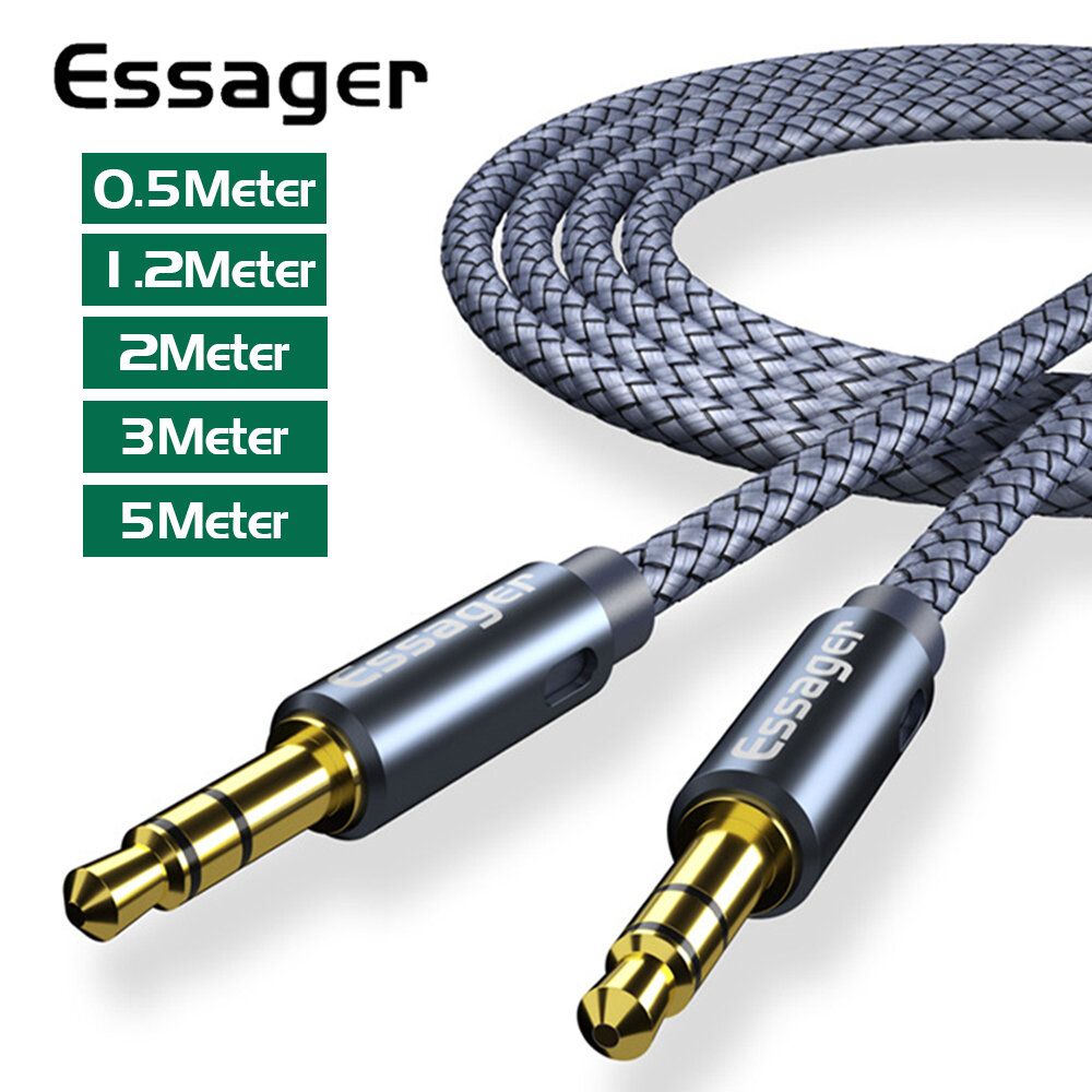 ESSAGER 3.5mm Male To Male Audio Cable AUX For Phone Car Stereo CD Radio Cord