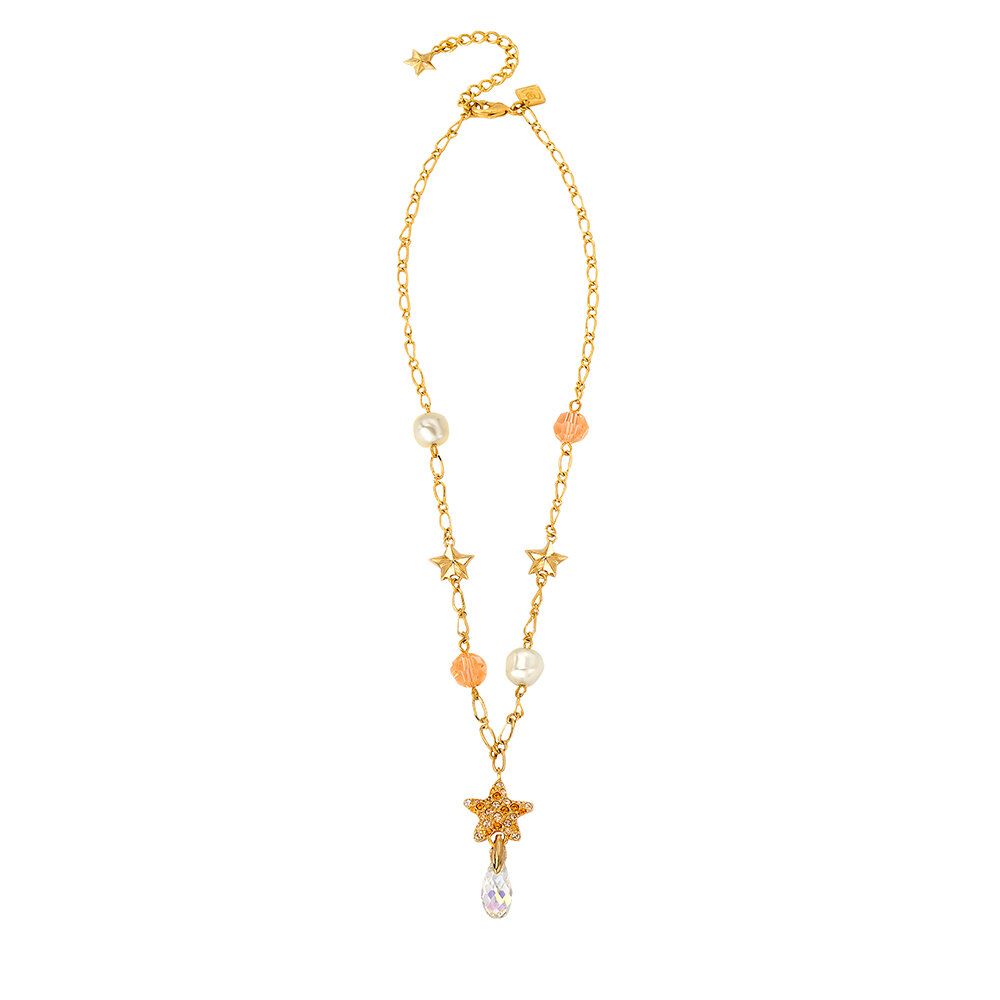Göessele: gold plating, rhinestone, faux pearl, crystal bead, enamel, (double-faced) pendant necklace