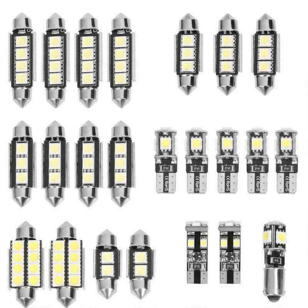 23PCS CAR 12V LED FESTOON INTERIOR WHITE LIGHT BULB 5050 5SMD AUTO DOME GLOBE