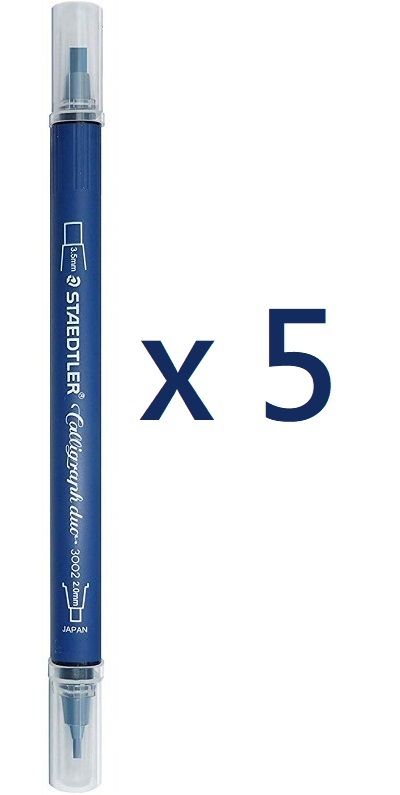 Staedtler Calligraphy Markers - Double Ended - Assorted Colours (Pack of 5), 3002 C5