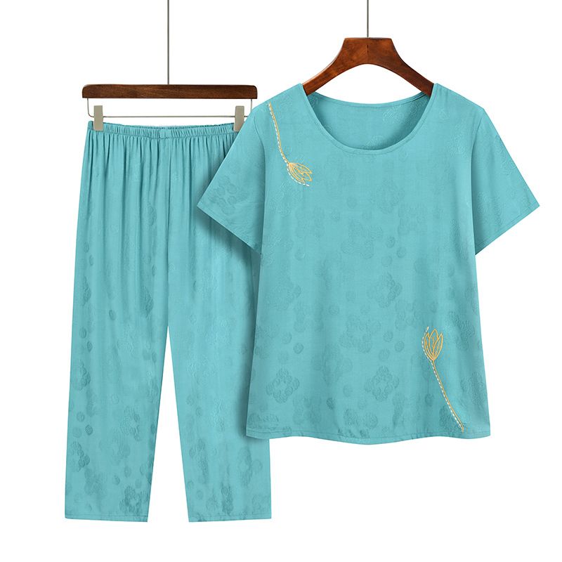 老年人短袖套裝( XL-4XL碼 6款天藍色）【下單後請聯絡客服確認發貨尺碼】F001099264