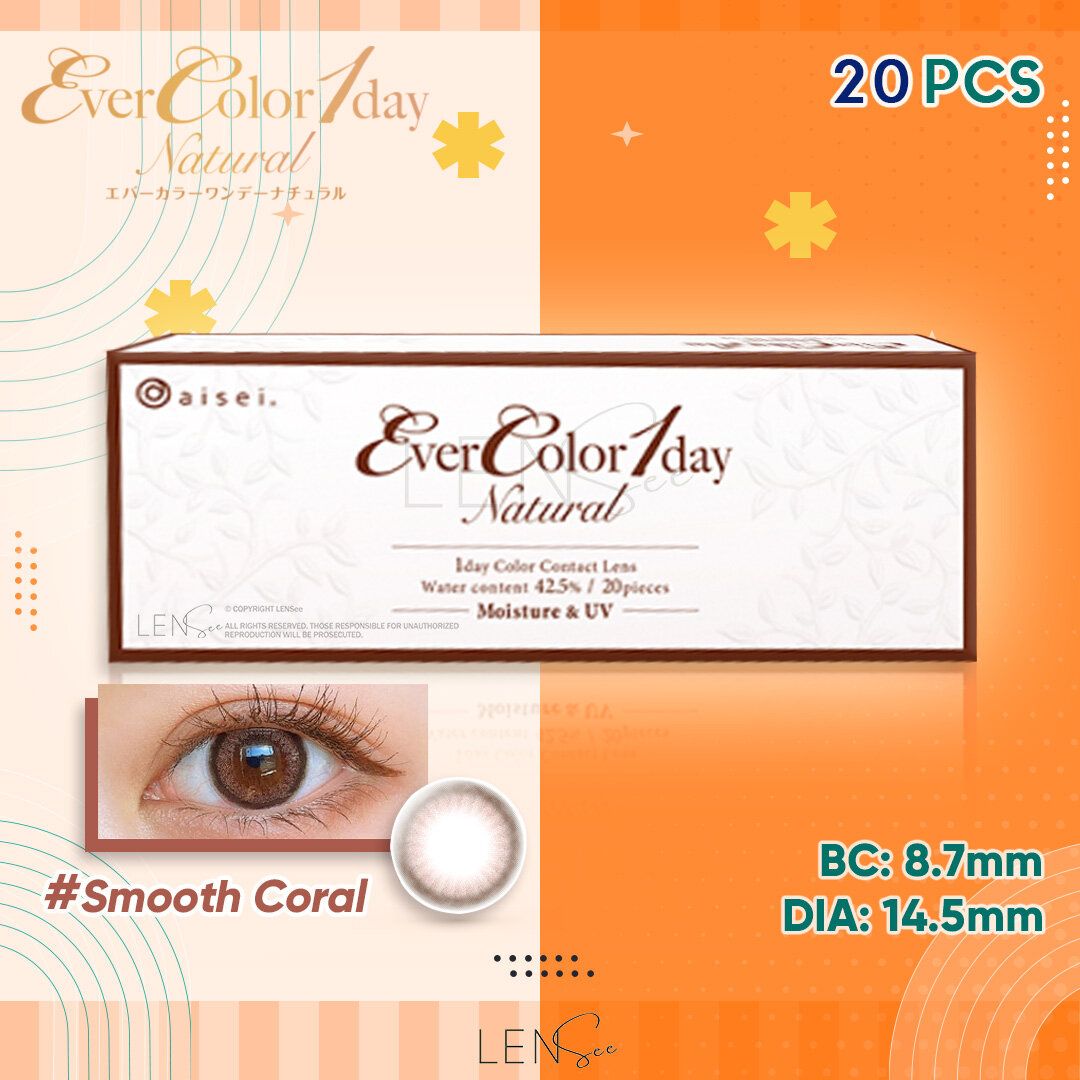 [EN2009] EverColor 1day Natural Color Contact Lenses - Smooth Coral (20Pcs) (P -0.00)