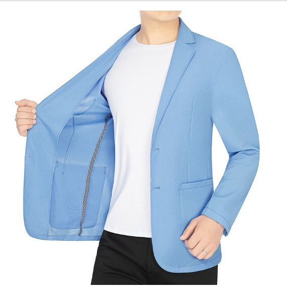 商務休閒西服上衣外套【M-4XL】【XZ1763淺藍】 (下單後聯絡客服確認發貨尺碼) #H246018170