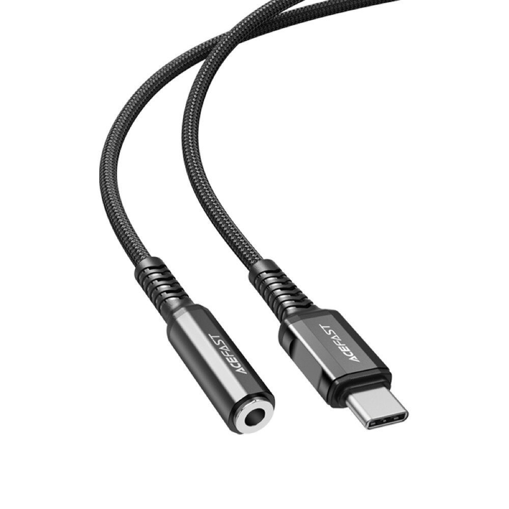 C1-07 USB-C to 3.5mm Aluminium Alloy Headphones Adapter - Black