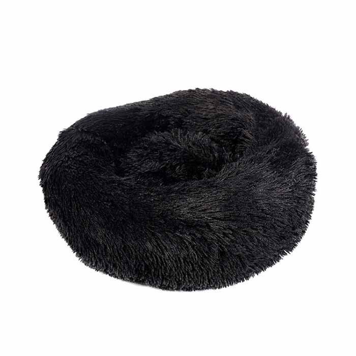 Plush Round Pet Sleeping Nest Bed-Black