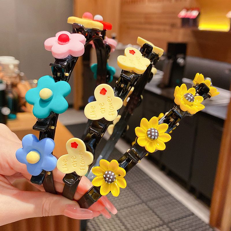 兒童碎髮頭箍劉海髮箍髮飾頭飾(13#花+向日癸編髮髮箍3件套)