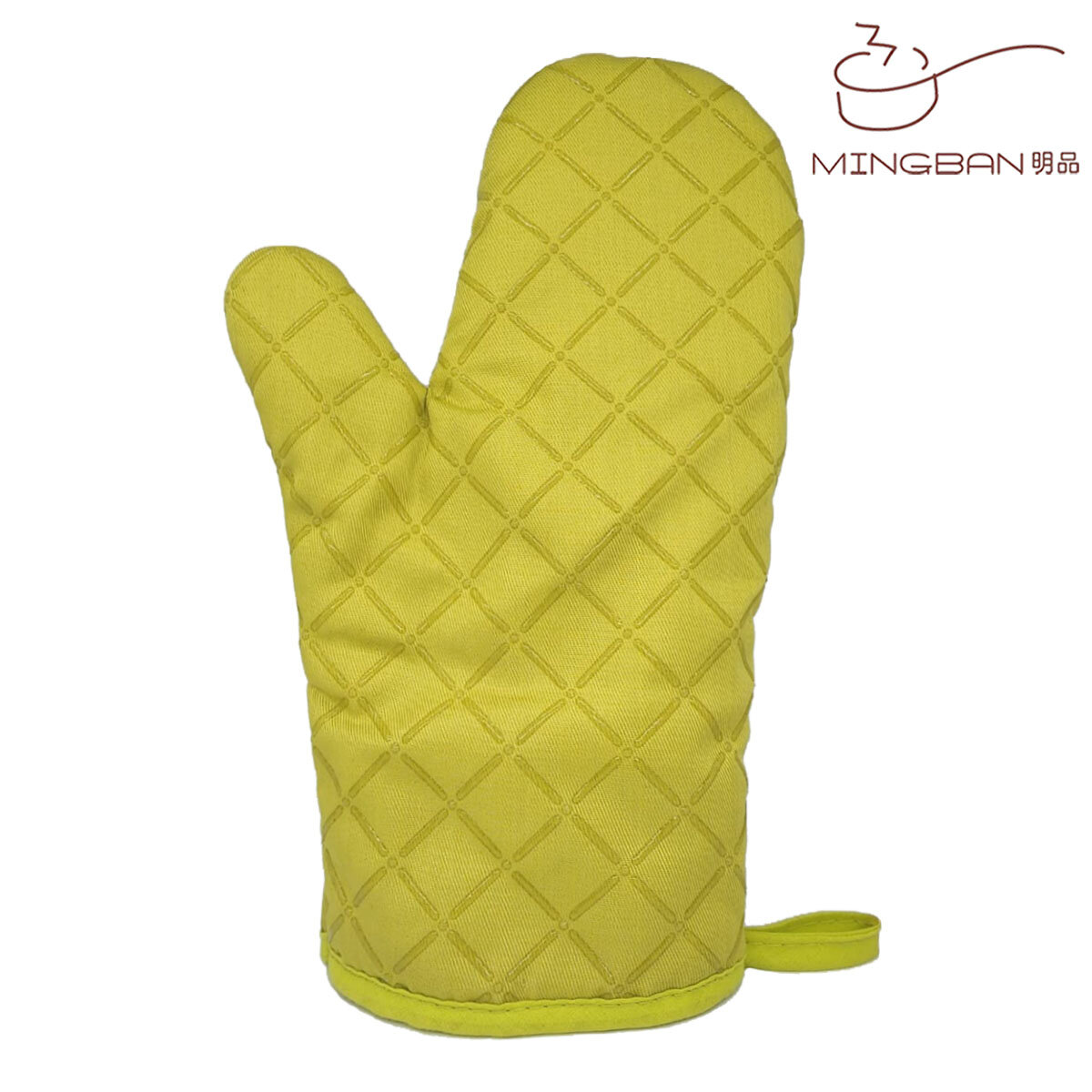 10.5" Heat Resistant Short Fabric with cross silicone Oven Mitt, Oven Glove - Green /1p