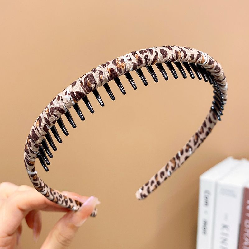 兒童豹紋碎發劉海頭箍發箍髮飾(4#卡其色豹紋)