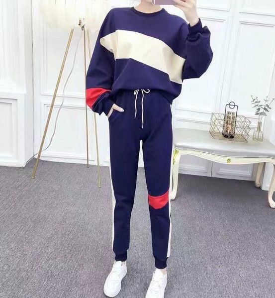 休閒運動套裝【340藍色(薄）】 (尺碼：S-2XL碼) (下單後聯繫客服確認發貨尺碼)#F158027472