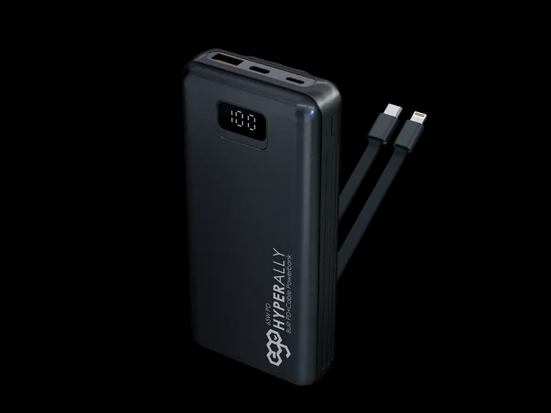 HYPER ALLY 975SP BLACK 20000mAh 65W Internal Cable Power Bank Charging Battery PD PPS SCP QC4+ QC3.0