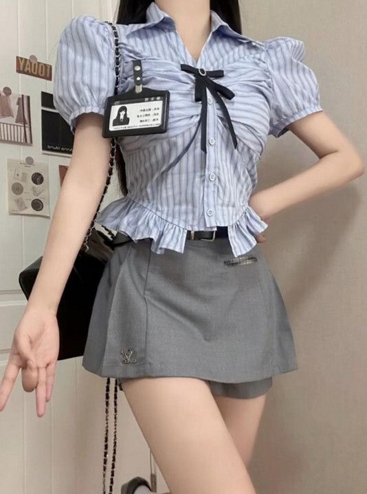 時尚套裝（襯衫+裙褲 S-L碼）(下單後聯絡客服確認發貨尺碼)#F224015009