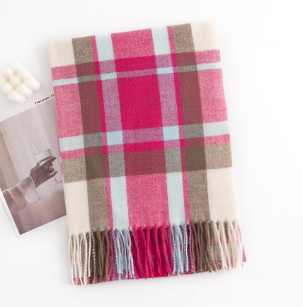 時尚通勤仿羊絨圍巾(規格：玫紅色（尺寸：70*180cm）)#M134025121