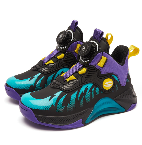 籃球鞋(黑紫革面AS7762G)(尺碼31-40碼)(下單後聯絡客服確認發貨尺碼)