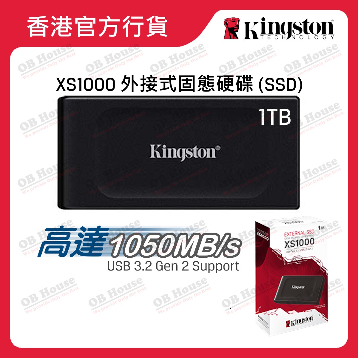 Kingston XS1000 - SSD - 1 To - USB 3.2 Gen 2 (SXS1000/1000G)