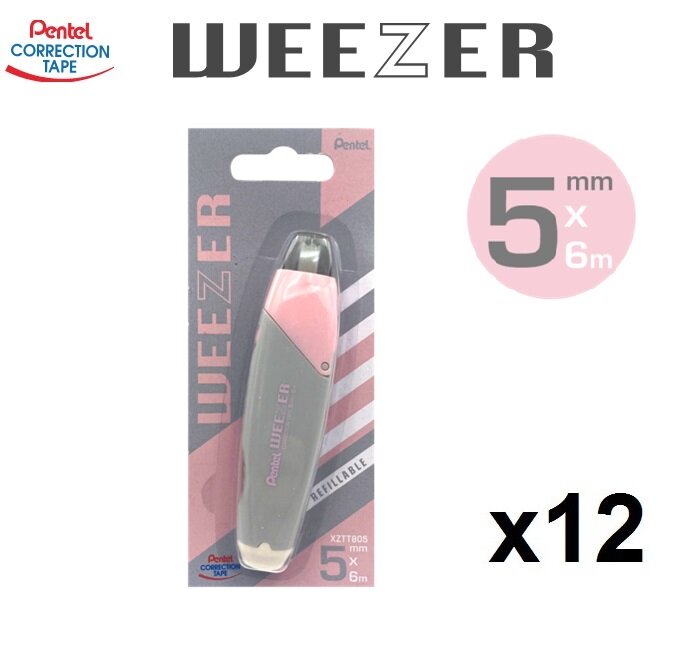 Pentel WEEZER 系列改錯帶5mmX6M 12個裝(灰粉色)