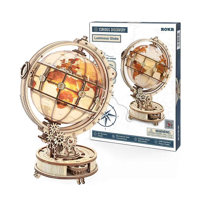 ROBOTIME | ROKR Luminous Globe 3D 地球檥立體木質拼圖模型ST003