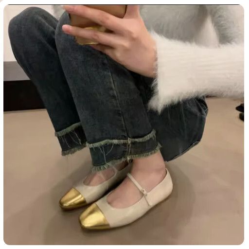 平底豆豆單鞋（米白色【升級版】）（尺碼：35-39碼）(下單後聯絡客服確認發貨尺碼）#F038084229