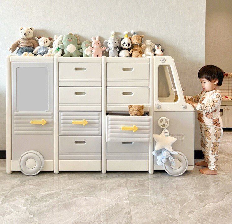 PP08142 組合式多用途兒童車車儲物收納架 ( 灰 白 多 格 中 號 車 仔 ) 主圖款TREASURE MAP尋寶圖