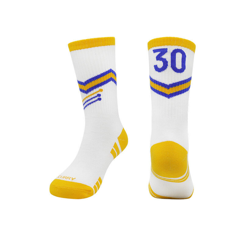 【2對裝】兒童籃球襪 運動襪(S碼)(30白/黃)