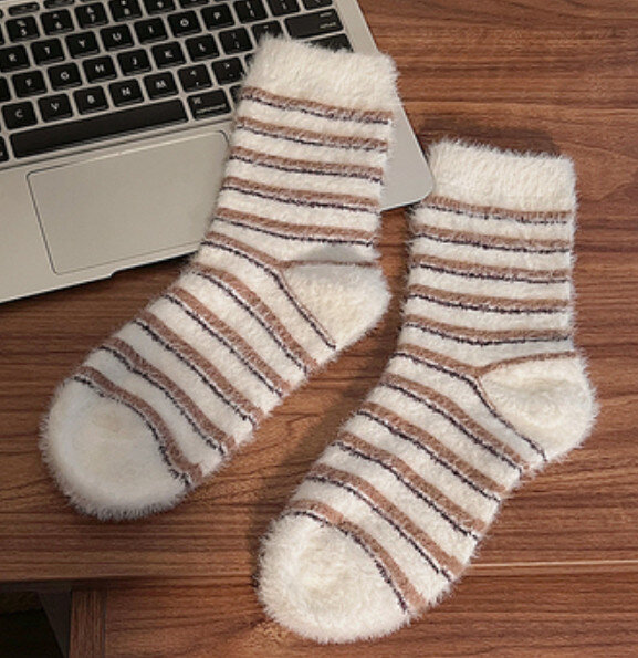 秋冬季加絨加厚長筒襪（條紋）【均碼】#