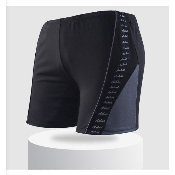 成人平角游泳褲【L-2XL碼】【黑底灰色】(下單後聯絡客服確認發貨尺碼) #H161023738