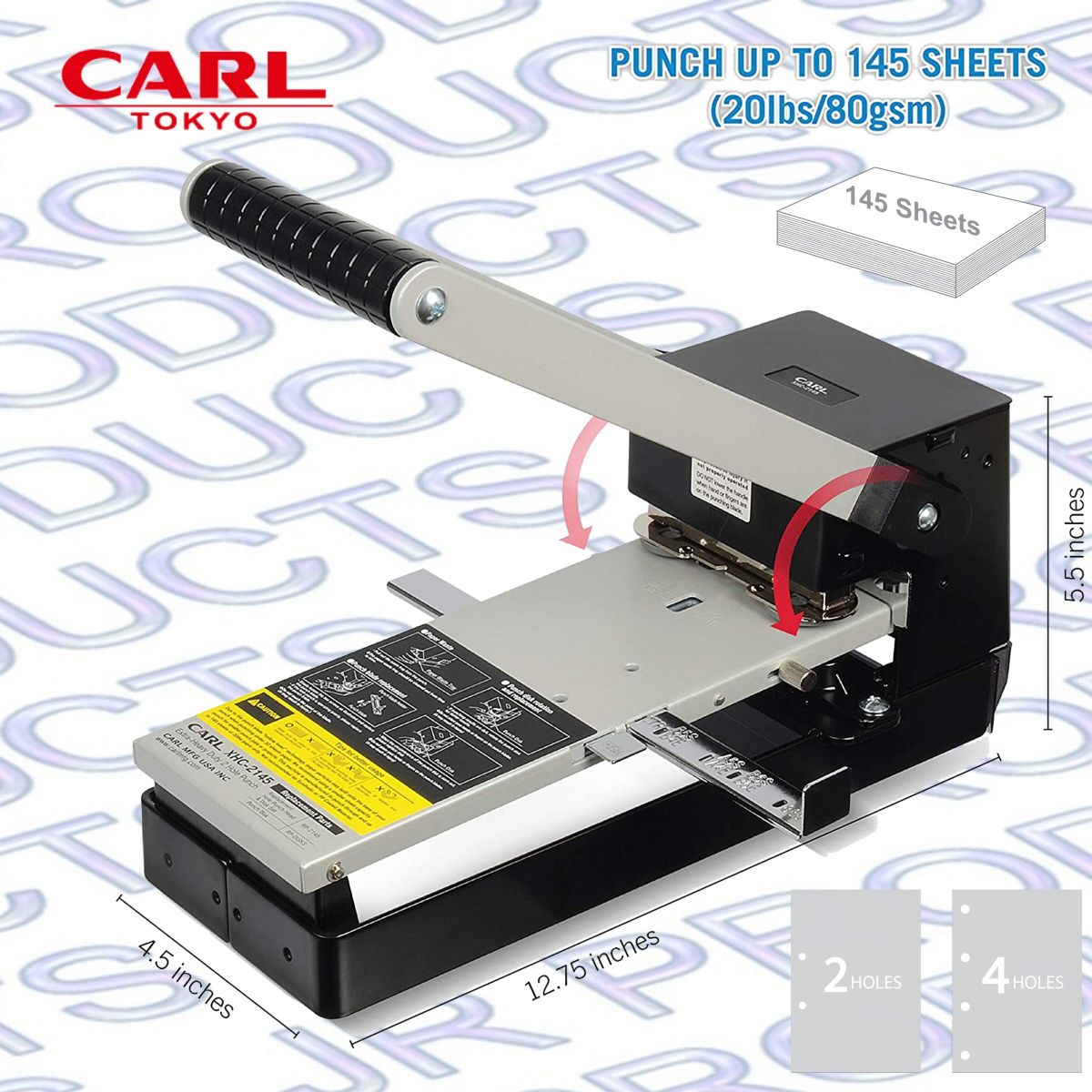 Japan CARL Heavy-Duty Punch, 2 Hole, 145 Sheets Capacity #120《HK Authorized》