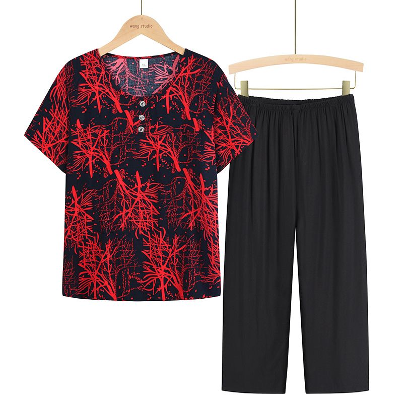 老年人短袖套裝( XL-4XL碼 2號色）【下單後請聯絡客服確認發貨尺碼】F001099237