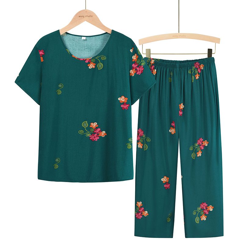 老年人短袖套裝( XL-4XL碼 墨綠色）【下單後請聯絡客服確認發貨尺碼】F001099310