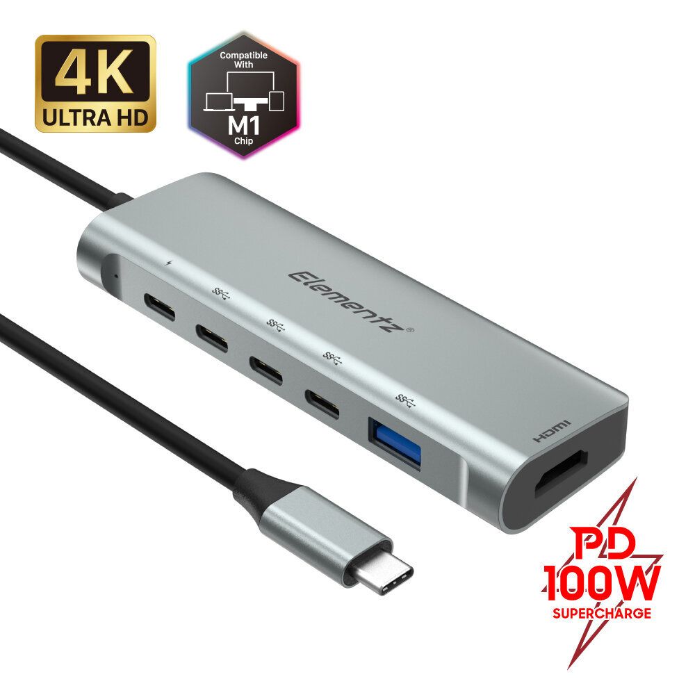 Elementz | USB-C 6合1 Type-C Hub擴充器丨MC-633G | HKTVmall 香港最大網購平台