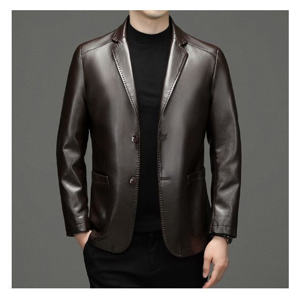 皮衣休閒外套【M-4XL】【72325深棕】 (下單後聯絡客服確認發貨尺碼) #H246018305