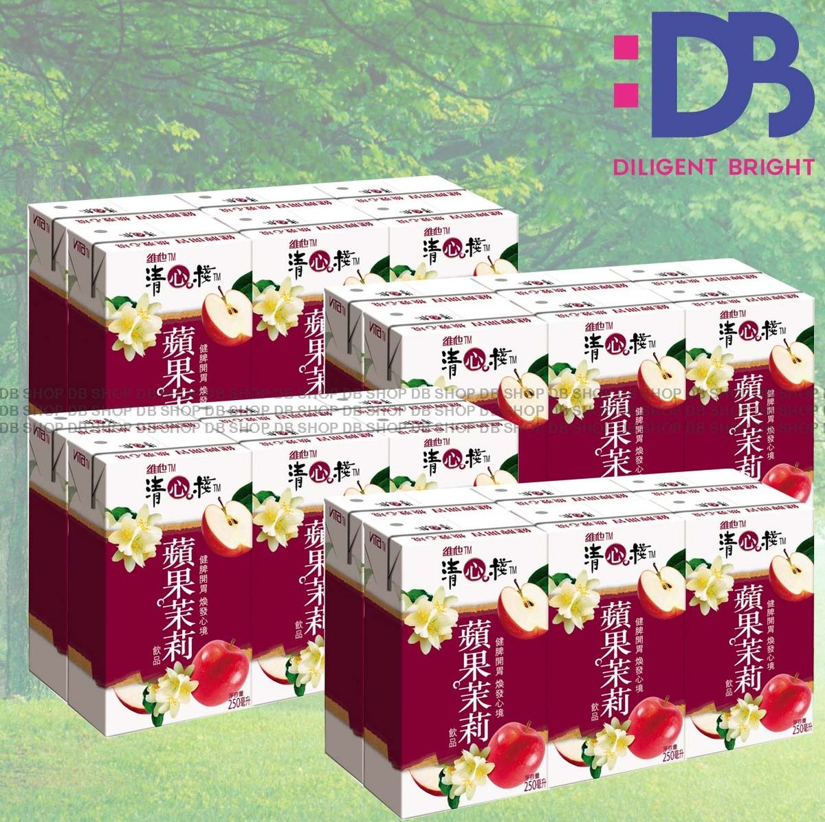 [Full case] Paper-boxed Tsing Sum Zhan Apple & Jasmine (250ml X 6 X 4)